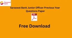 Saraswat Bank Junior Officer Previous Year Questions Paper