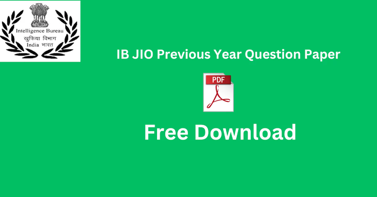 IB JIO Previous Year Question Paper