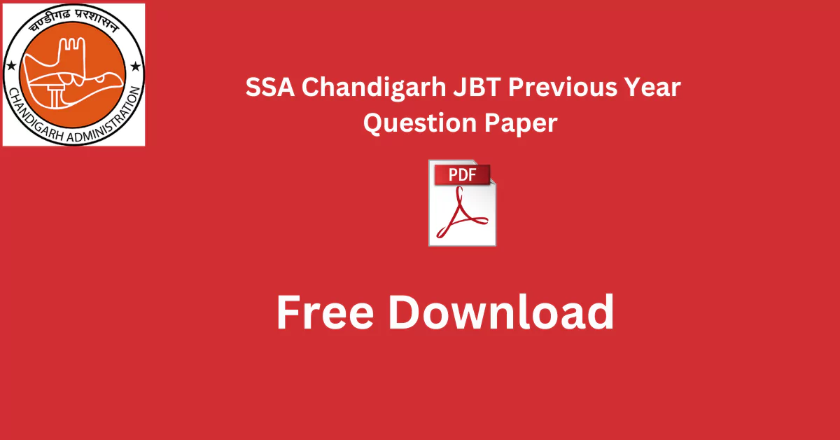 SSA Chandigarh JBT Previous Year Question Paper