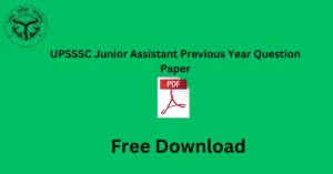 UPSSSC Junior Assistant Previous Year Question Paper