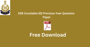 SSB Constable GD Previous Year Question Paper