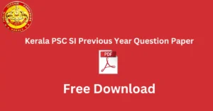 Kerala PSC SI Previous Year Question Paper