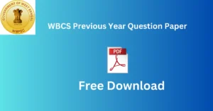 WBCS Previous Year Question Paper
