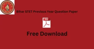 Bihar STET Previous Year Question Paper